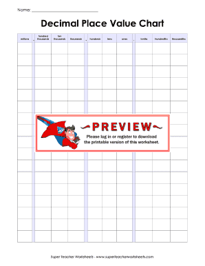 Decimal Place Value Chart