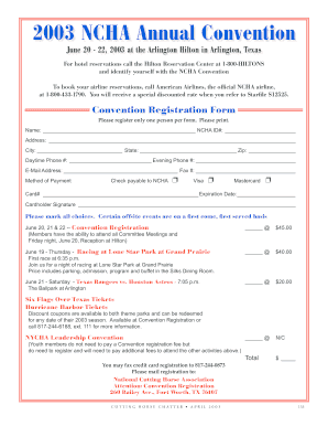 NCHA Annual Convention Registration Form