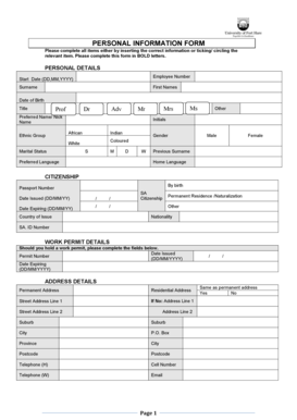 Personal Information Form