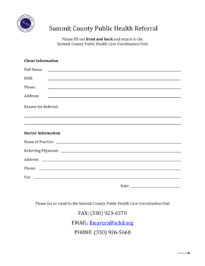Summit County Public Health Referral Form