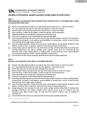Energy Audit Checklist for Grain Dryers