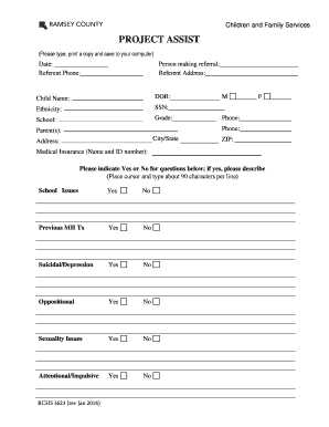 Project ASSIST Child Referral Form