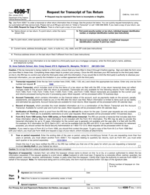 IRS Form 4506-T Request for Transcript of Tax Return
