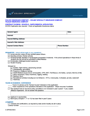 Schools Supplemental Application