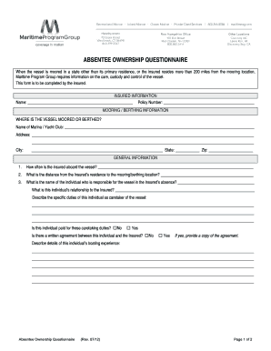 Absentee Ownership Questionnaire