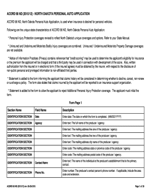 North Dakota Personal Auto Application