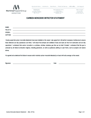 Carbon Monoxide Detector Statement