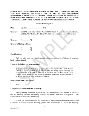 Texas Special Warranty Deed