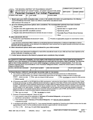 Parental Consent for Initial ESE Placement