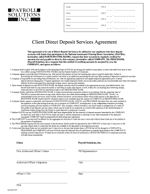 Client Direct Deposit Services Agreement