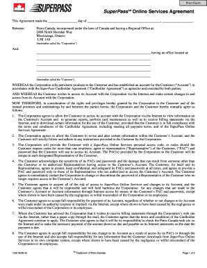 SuperPass Online Services Agreement