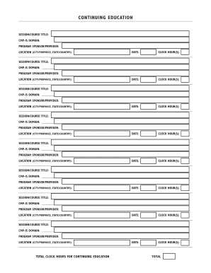 Continuing Education Form