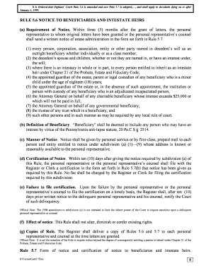 Pennsylvania Notice to Beneficiaries and Intestate Heirs