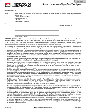 Accord de services SuperPassMC en ligne