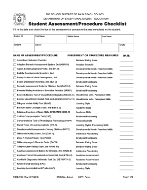 Student Assessment Procedure Checklist