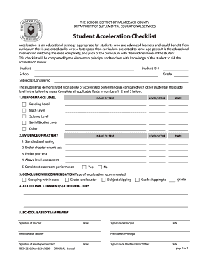Student Acceleration Checklist