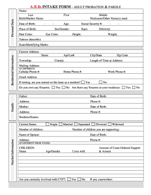 Adult Probation and Parole Intake Form