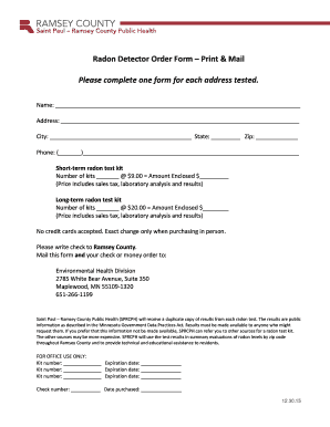 Radon Detector Order Form