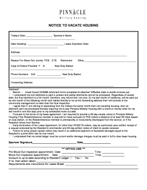 Notice to Vacate Housing