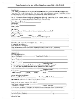 AvMed Coordination of Benefits Form