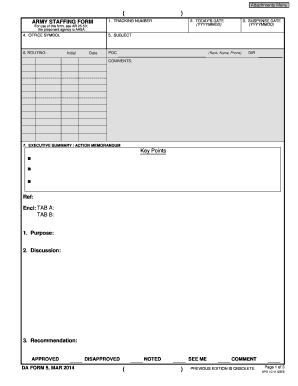 Army Staffing Form DA Form 5