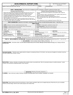 US Army Developmental Support Form