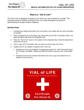 Vial of Life Medical Information Form