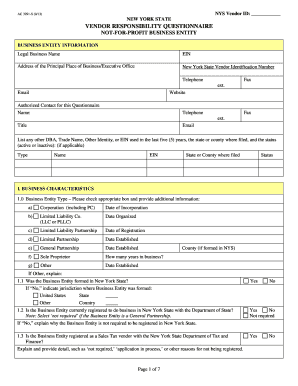 New York State Vendor Responsibility Questionnaire