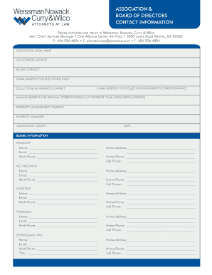 Board of Directors Contact Information Form