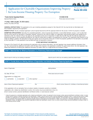 Texas Low-Income Housing Property Tax Exemption Application