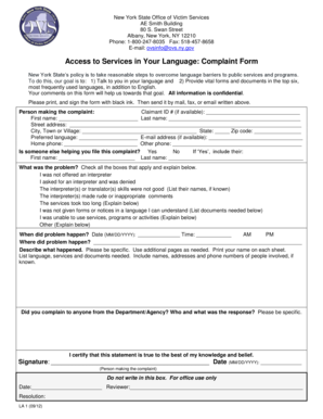 New York State Language Access Complaint Form