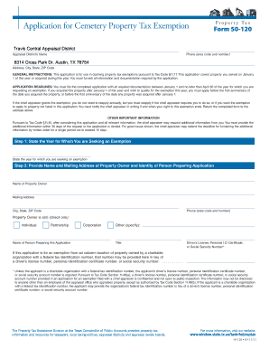 Texas Cemetery Property Tax Exemption Application
