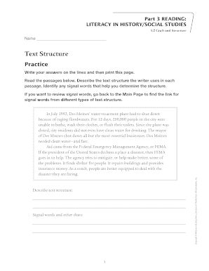 Text Structure Practice Worksheet