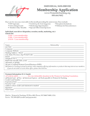 Women In Trucking Membership Application