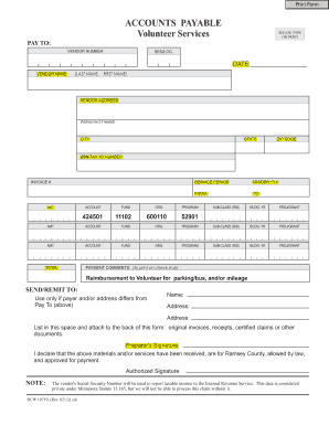 Ramsey County Volunteer Reimbursement Form