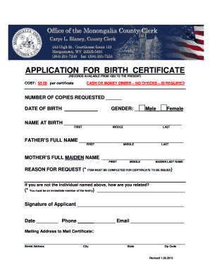 Birth Certificate Application
