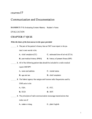 Chapter 17 Quiz: Communication and Documentation