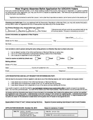 West Virginia Absentee Ballot Application for UOCAVA Voters