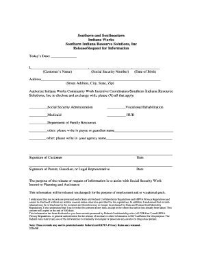 Indiana Works Information Release Form