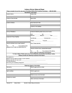 Indiana Works Referral Sheet