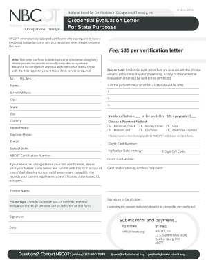 Credential Evaluation Letter for Occupational Therapists