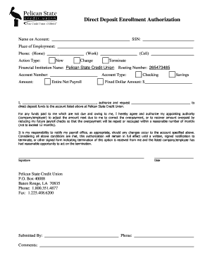 Direct Deposit Enrollment Authorization