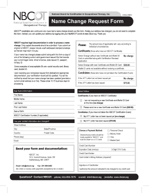 NBCOT Name Change Request Form