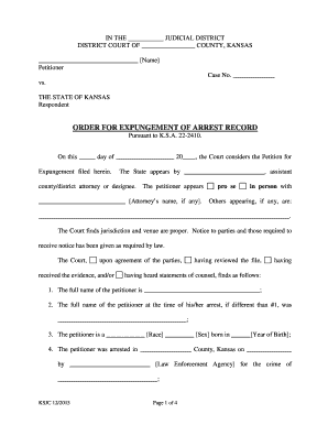 Order for Expungement of Arrest Record