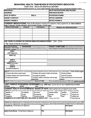 Behavioral Health Psychotropic Medication Review Form