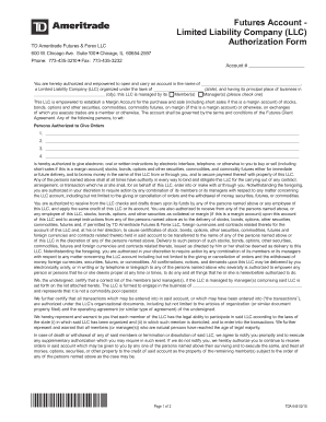 TD Ameritrade Futures LLC Authorization Form