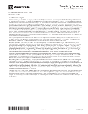 Joint Account Agreement Tenants by Entireties