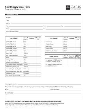 Client Supply Order Form