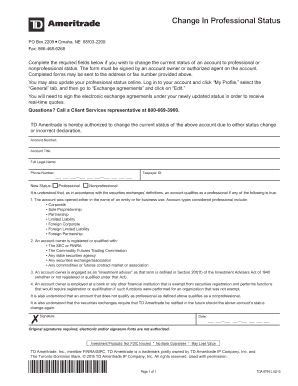 TD Ameritrade Professional Status Change Form