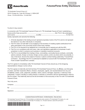 TD Ameritrade Futures/Forex Entity Disclosure Form
